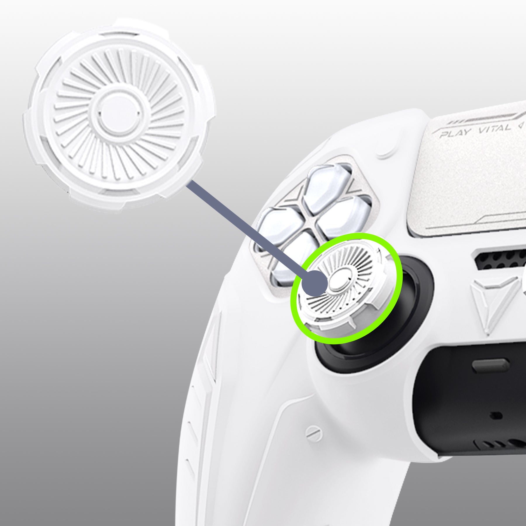 PlayVital Futuristic CyberMech Design Silicone Grip Skin with Thumb Grips for PS5 Wireless Controller, Compatible with PS5 Official Charging Dock - White - CHXPFP002 PlayVital