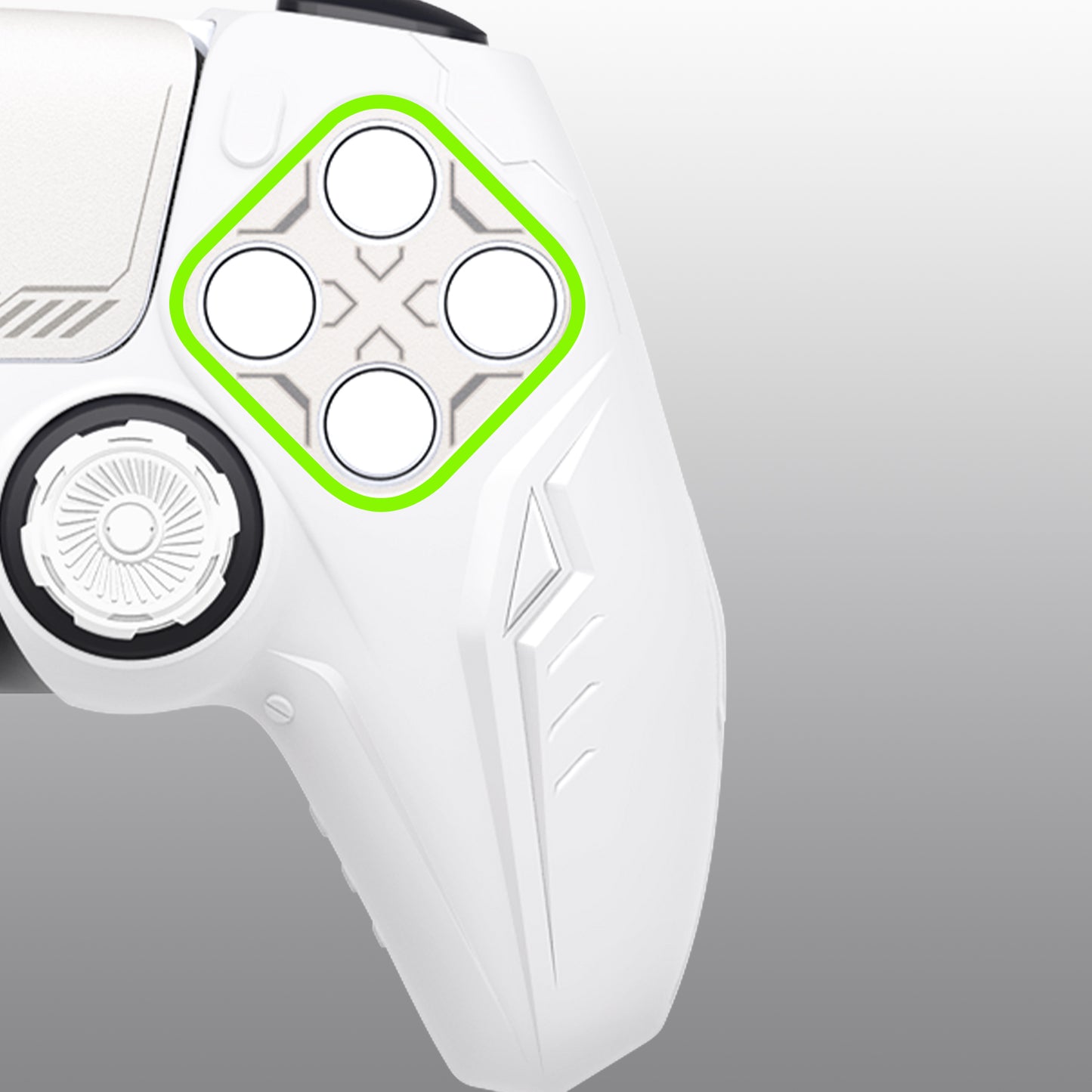 PlayVital Futuristic CyberMech Design Silicone Grip Skin with Thumb Grips for PS5 Wireless Controller, Compatible with PS5 Official Charging Dock - White - CHXPFP002 PlayVital