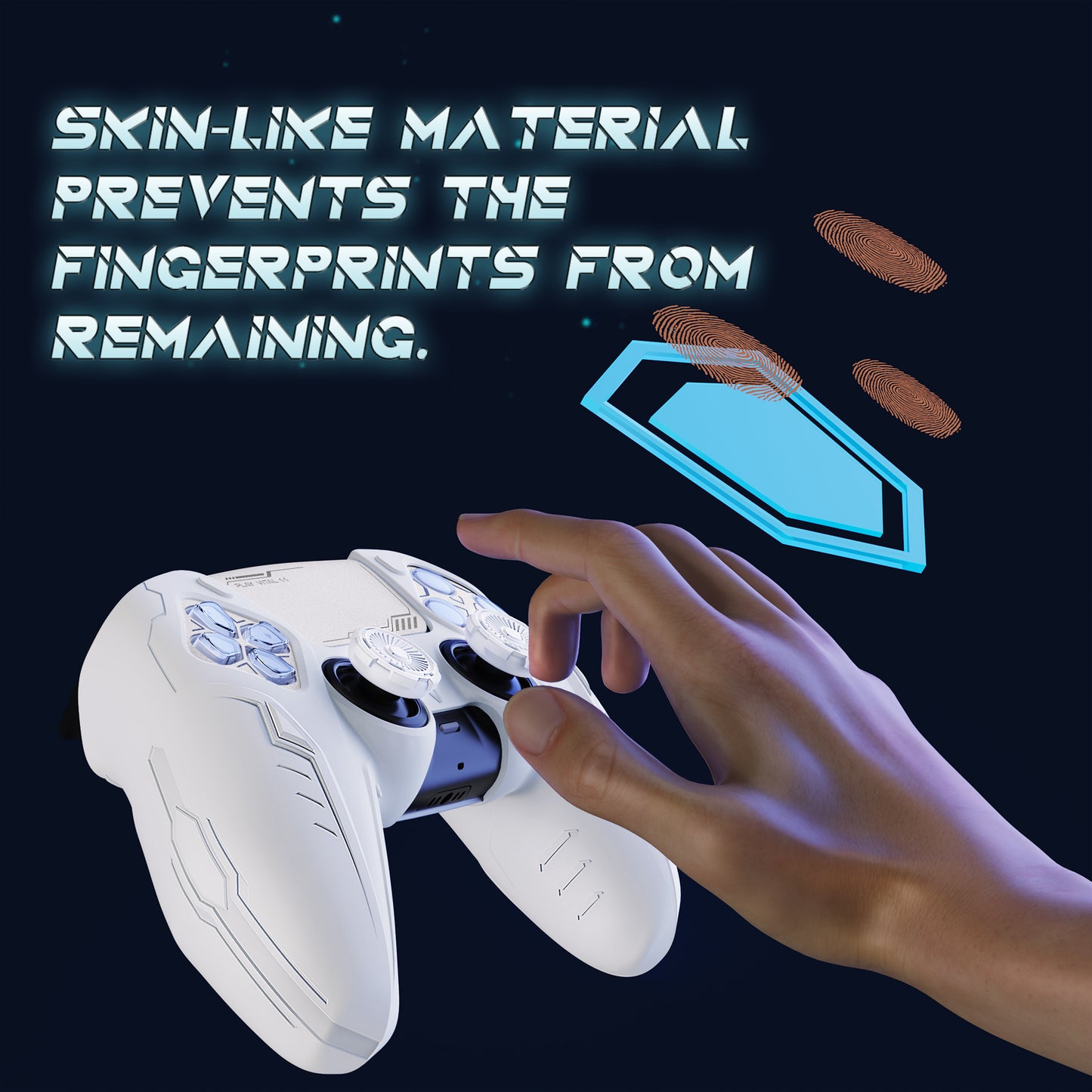 PlayVital Futuristic CyberMech Design Silicone Grip Skin with Thumb Grips for PS5 Wireless Controller, Compatible with PS5 Official Charging Dock - White - CHXPFP002 PlayVital