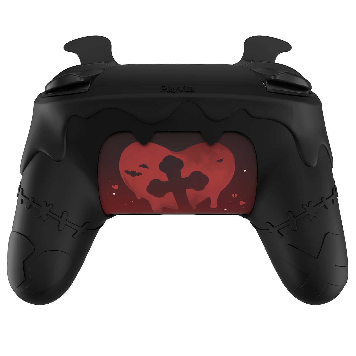 PlayVital Gothic Imp Series Cute Silicone Case for Nintendo Switch Pro Controller - Black PlayVital