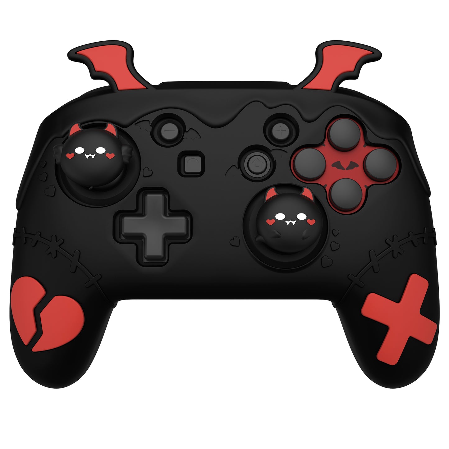 PlayVital Gothic Imp Series Cute Silicone Case for Nintendo Switch Pro Controller - Black PlayVital