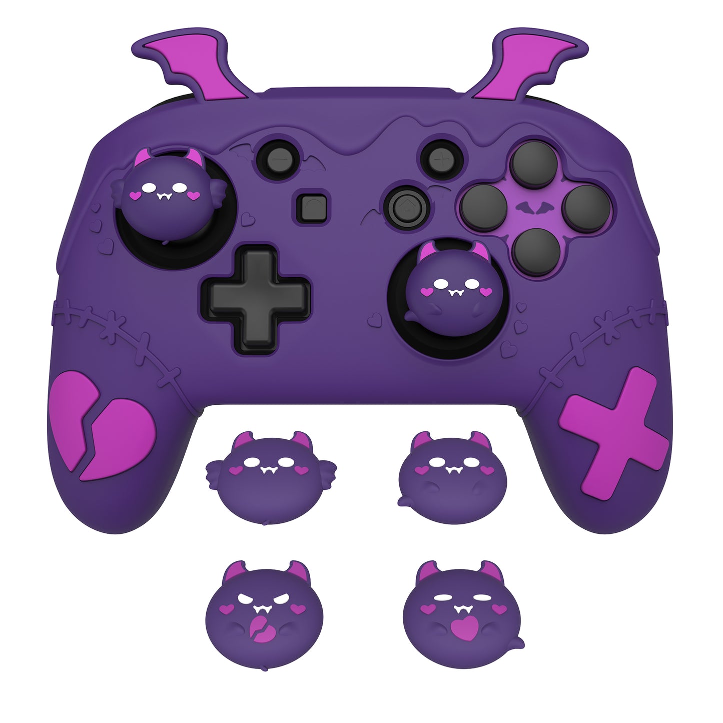 PlayVital Gothic Imp Series Cute Silicone Case for Nintendo Switch Pro Controller - Purple PlayVital