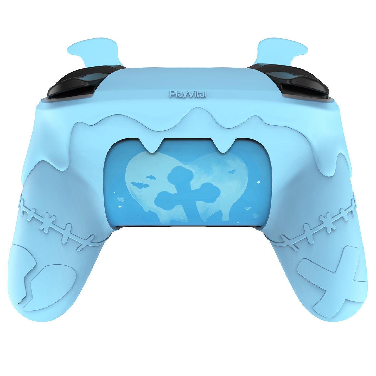 PlayVital Gothic Imp Series Cute Silicone Case for Nintendo Switch Pro Controller - Blue PlayVital