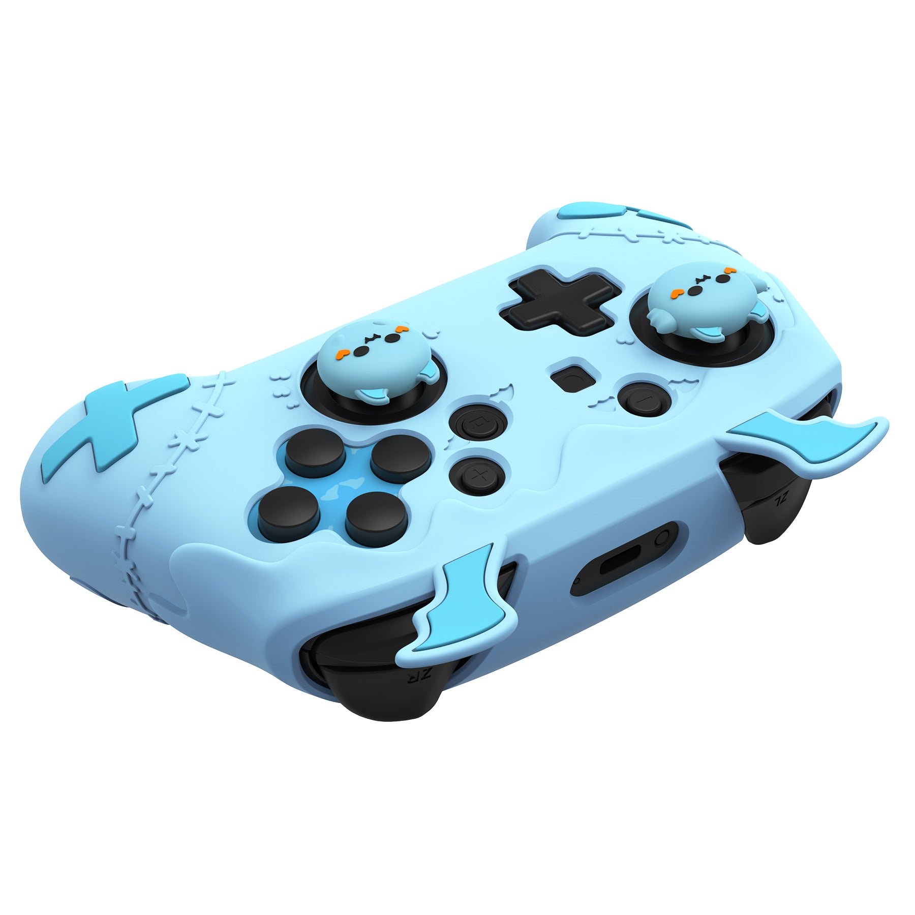 PlayVital Gothic Imp Series Cute Silicone Case for Nintendo Switch Pro Controller - Blue PlayVital