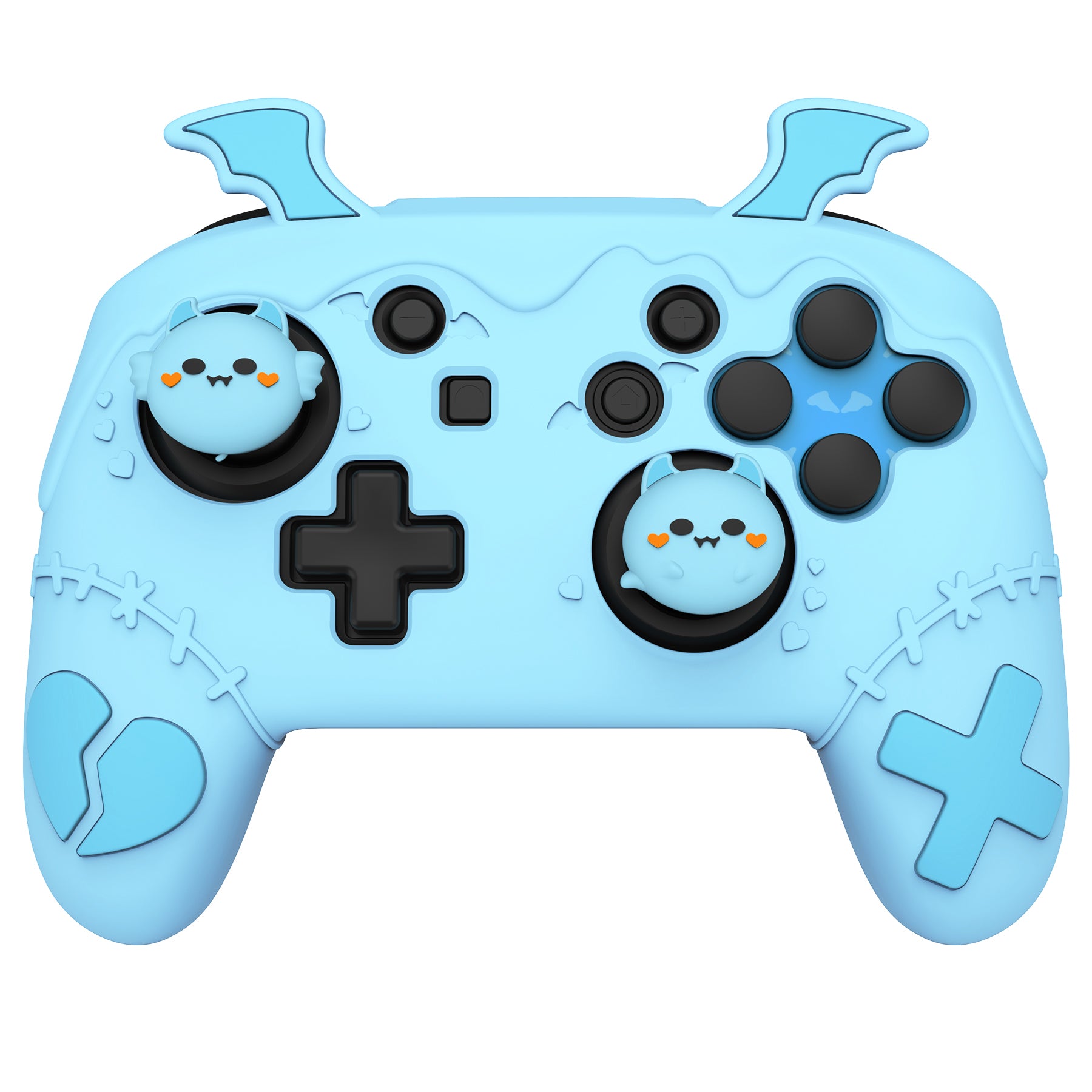 PlayVital Gothic Imp Series Cute Silicone Case for Nintendo Switch Pro Controller - Blue PlayVital