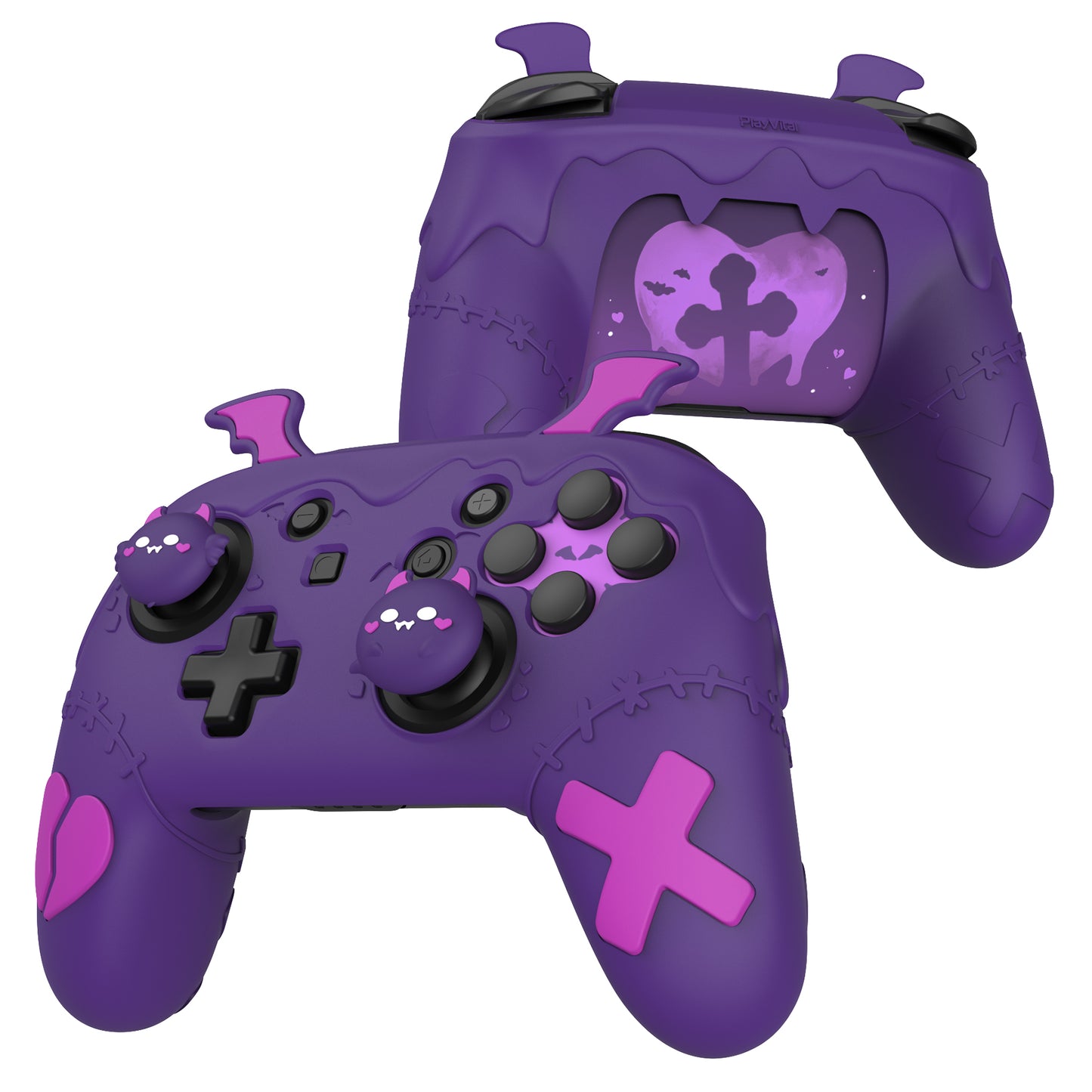 PlayVital Gothic Imp Series Cute Silicone Case for Nintendo Switch Pro Controller - Purple PlayVital