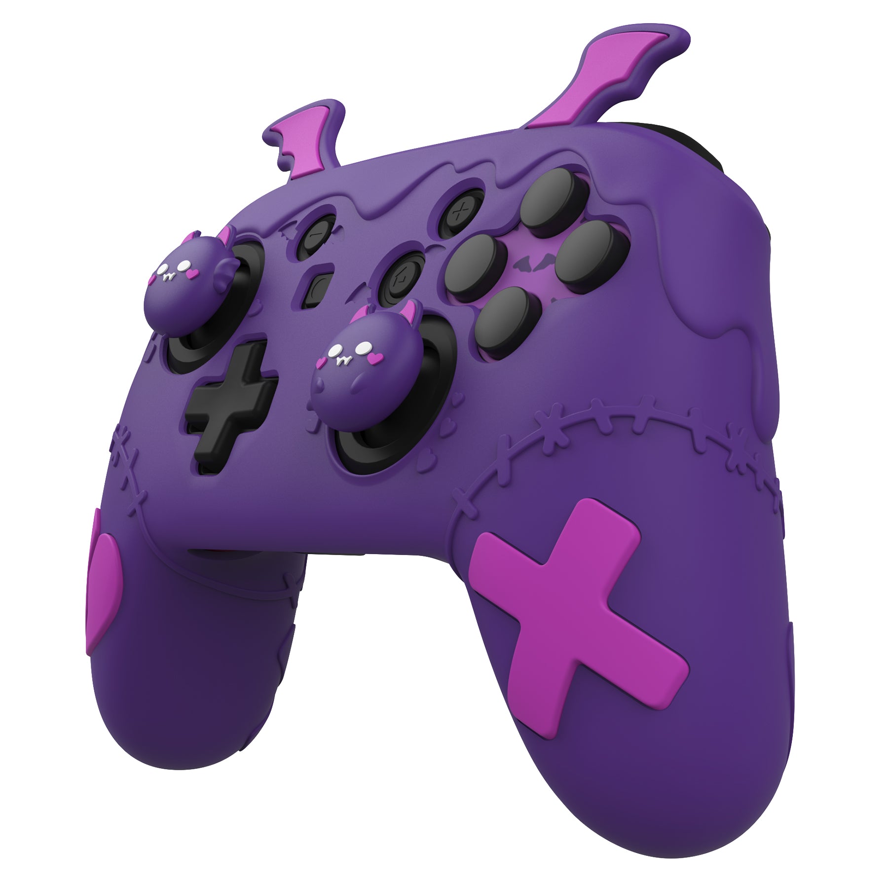 PlayVital Gothic Imp Series Cute Silicone Case for Nintendo Switch Pro Controller - Purple PlayVital