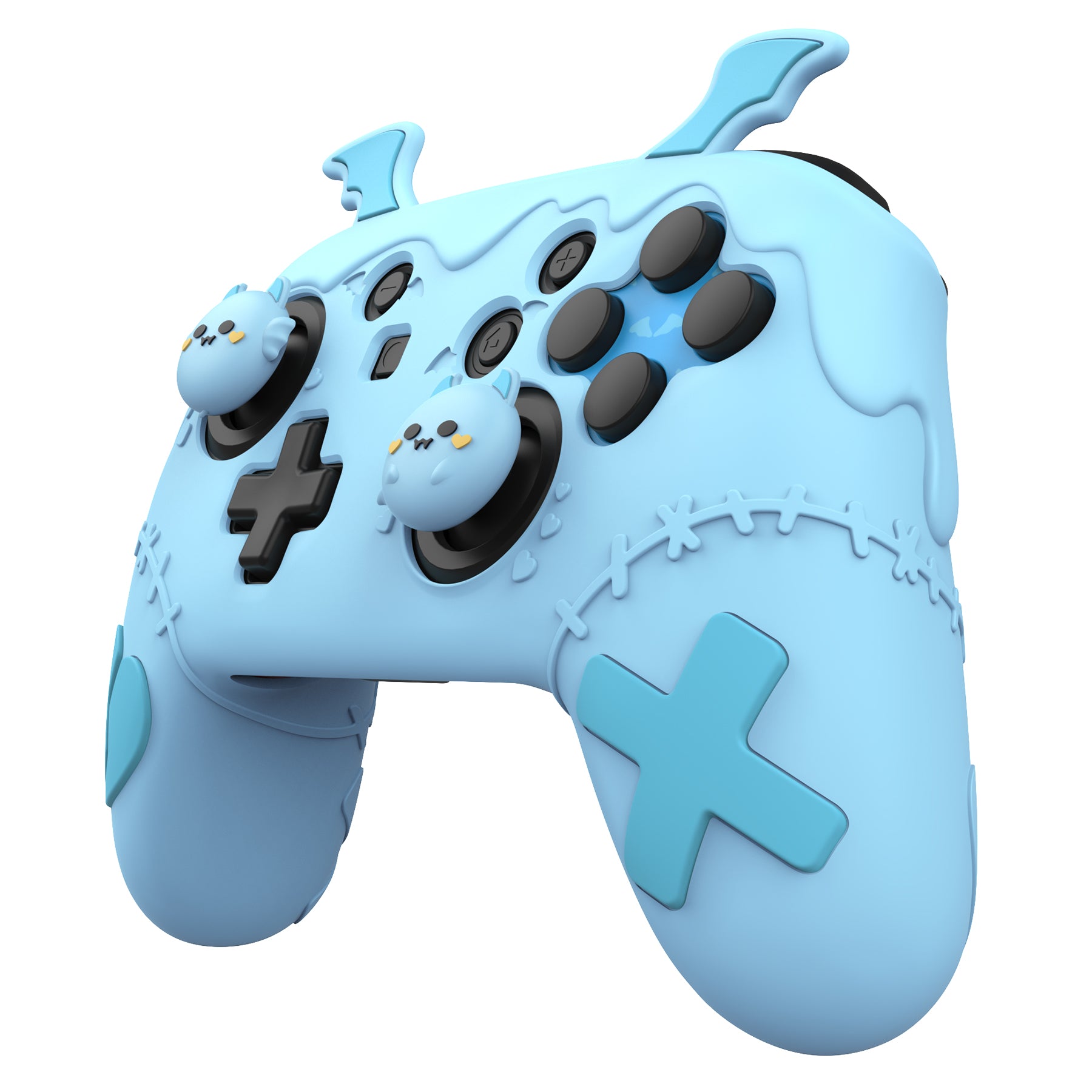 PlayVital Gothic Imp Series Cute Silicone Case for Nintendo Switch Pro Controller - Blue PlayVital