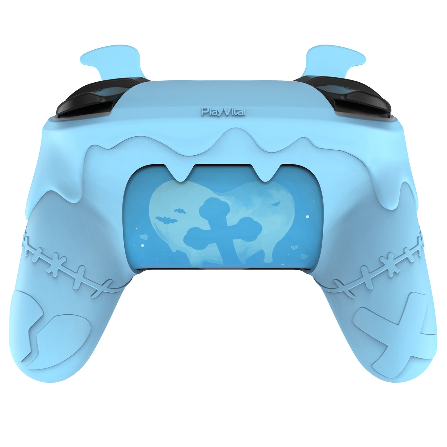 PlayVital Gothic Imp Series Cute Silicone Case for Nintendo Switch Pro Controller - Blue PlayVital