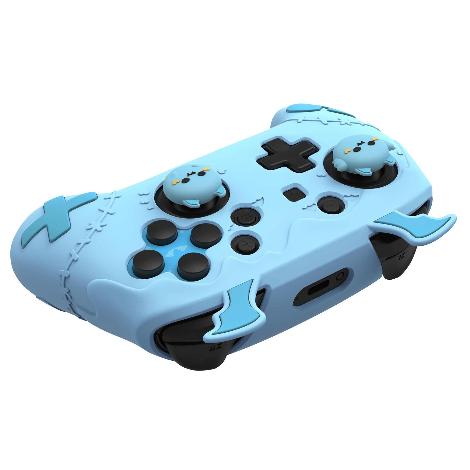 PlayVital Gothic Imp Series Cute Silicone Case for Nintendo Switch Pro Controller - Blue PlayVital