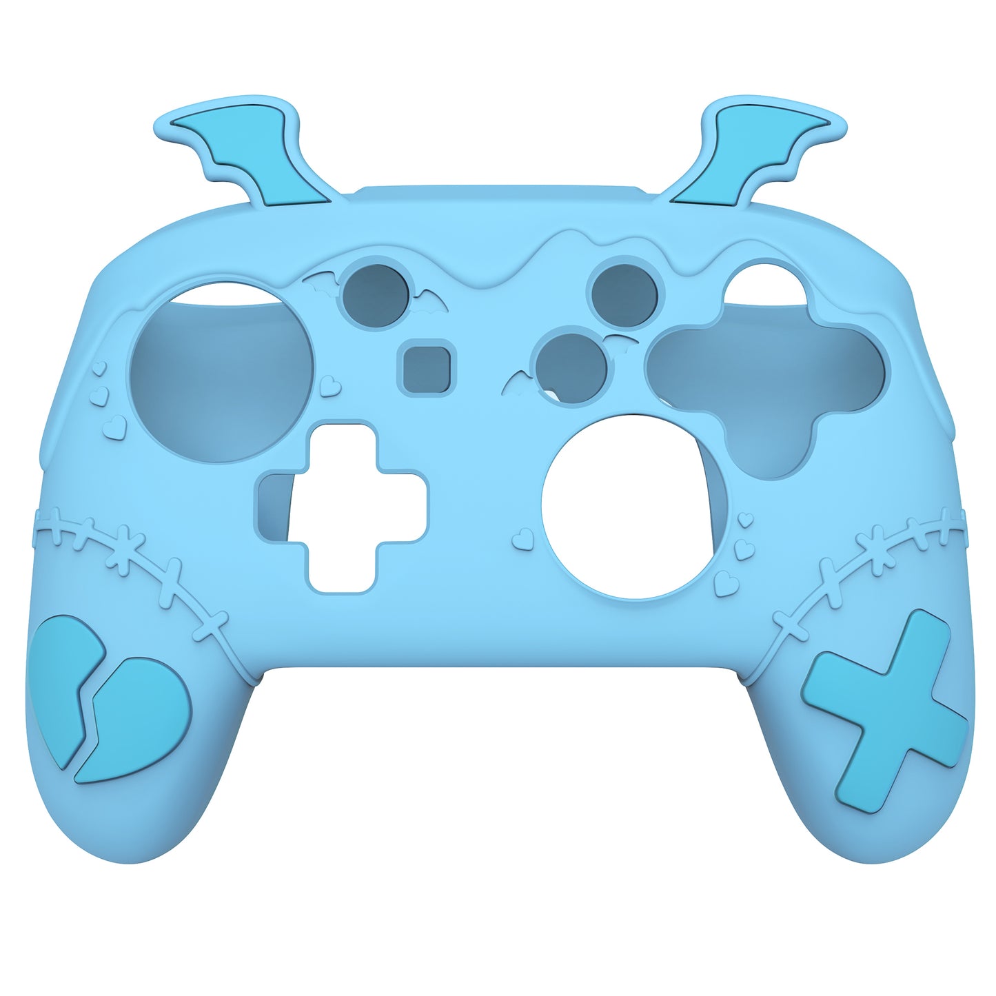 PlayVital Gothic Imp Series Cute Silicone Case for Nintendo Switch Pro Controller - Blue PlayVital