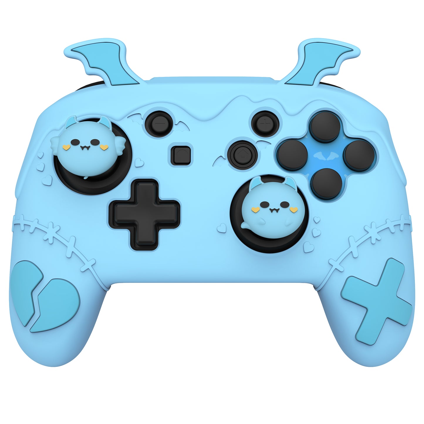 PlayVital Gothic Imp Series Cute Silicone Case for Nintendo Switch Pro Controller - Blue PlayVital