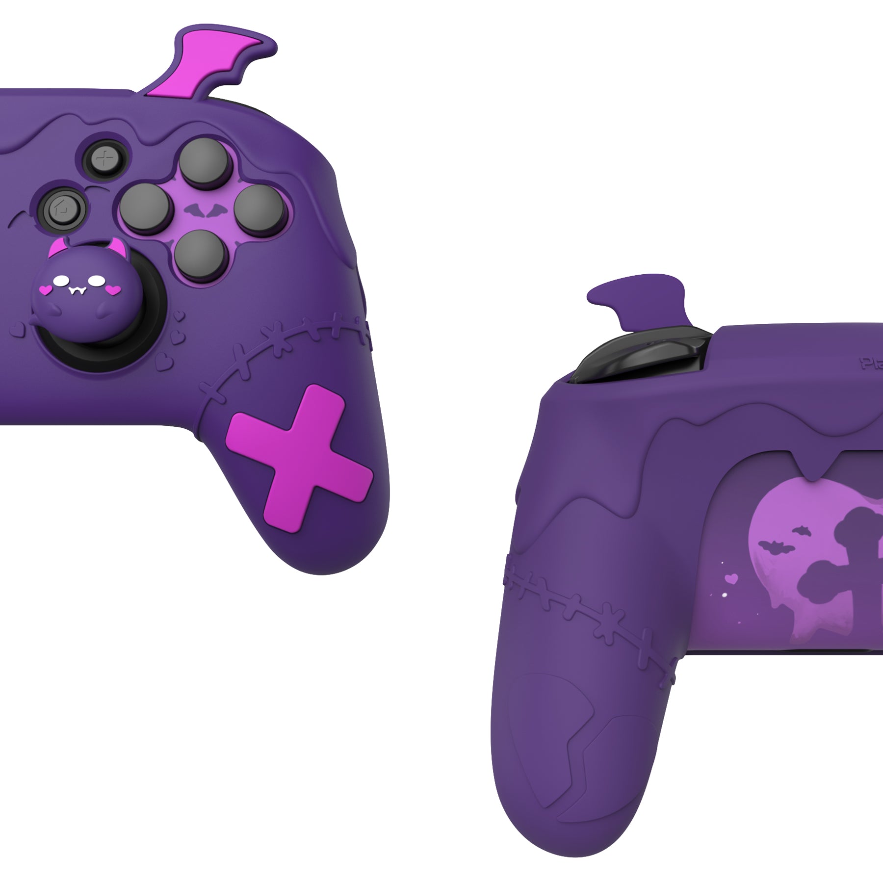 PlayVital Gothic Imp Series Cute Silicone Case for Nintendo Switch Pro Controller - Purple PlayVital