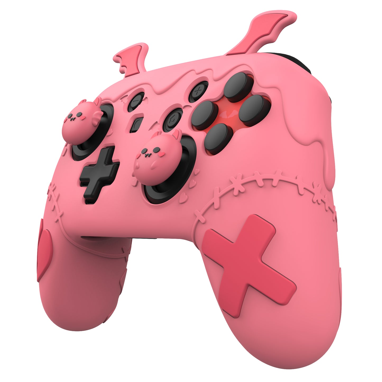 PlayVital Gothic Imp Series Cute Silicone Case for Nintendo Switch Pro Controller - Pink PlayVital