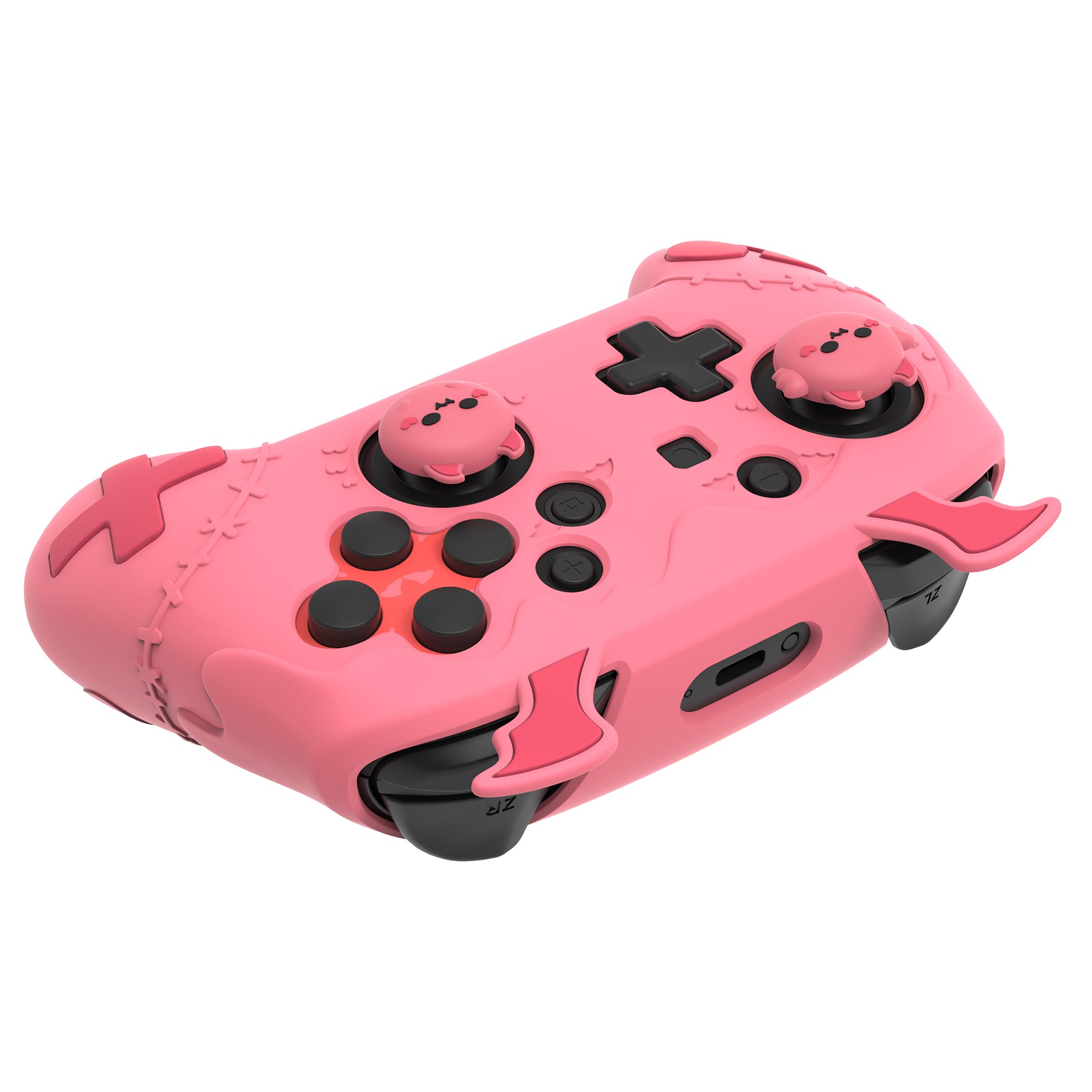 PlayVital Gothic Imp Series Cute Silicone Case for Nintendo Switch Pro Controller - Pink PlayVital