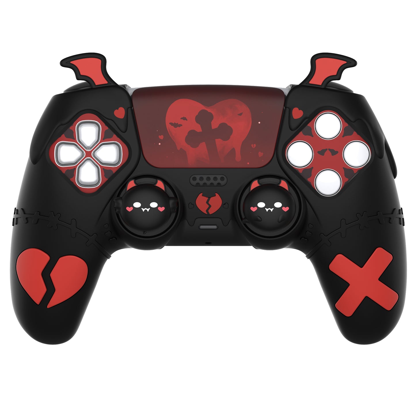 PlayVital Gothic Imp Series Cute Silicone Case with Thumb Grips and Stickers for PS5 Controller, Compatible with PS5 Official Charging Dock - Black PlayVital