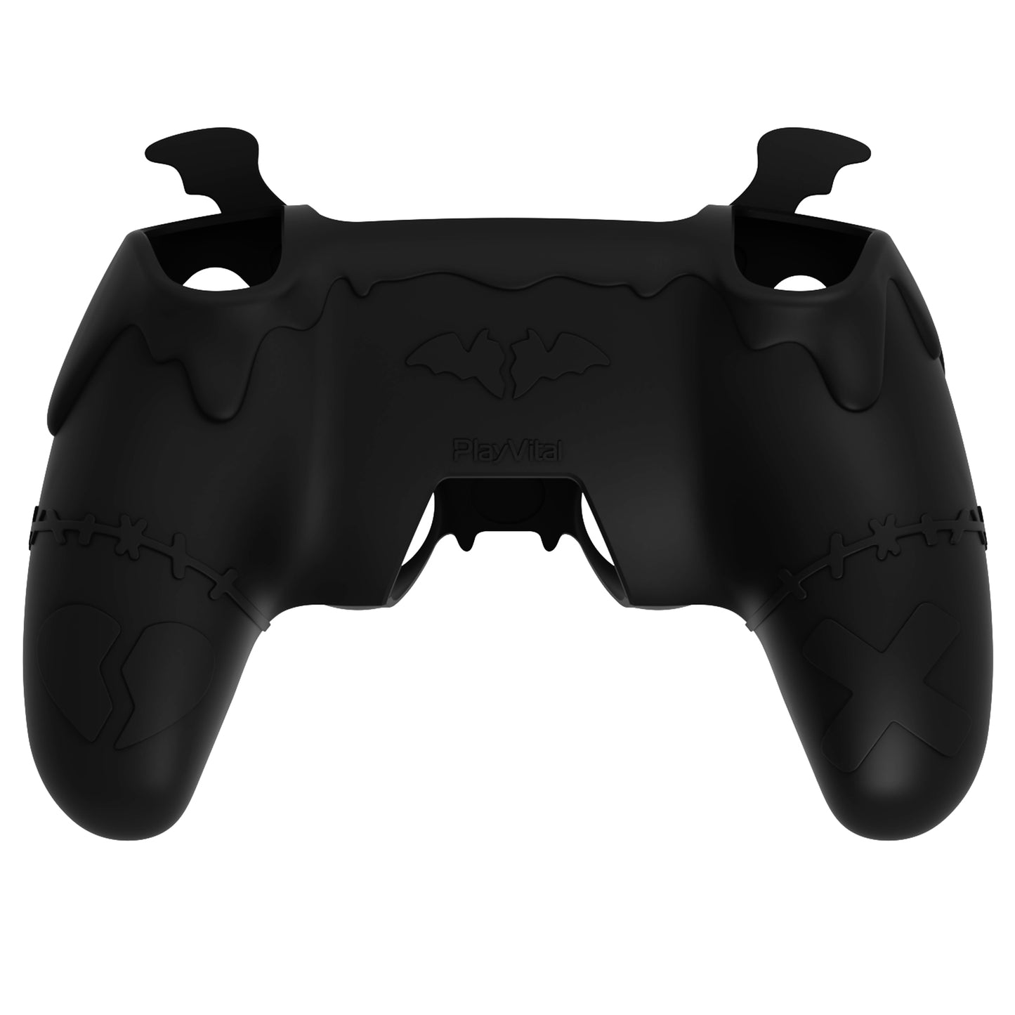 PlayVital Gothic Imp Series Cute Silicone Case with Thumb Grips and Stickers for PS5 Controller, Compatible with PS5 Official Charging Dock - Black