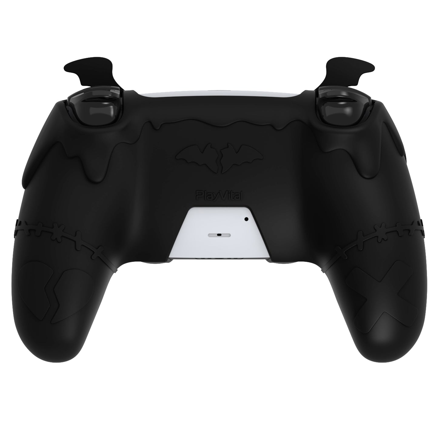 PlayVital Gothic Imp Series Cute Silicone Case with Thumb Grips and Stickers for PS5 Controller, Compatible with PS5 Official Charging Dock - Black PlayVital