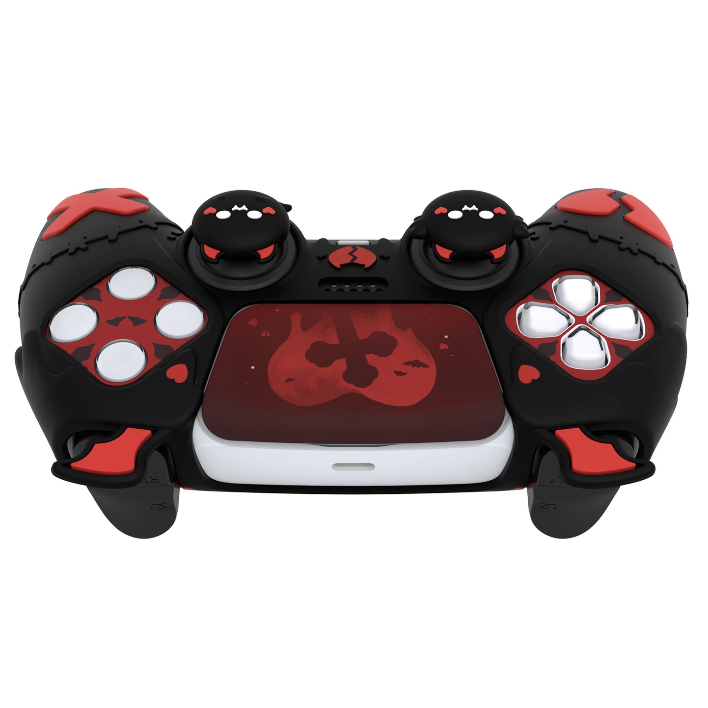 PlayVital Gothic Imp Series Cute Silicone Case with Thumb Grips and Stickers for PS5 Controller, Compatible with PS5 Official Charging Dock - Black PlayVital