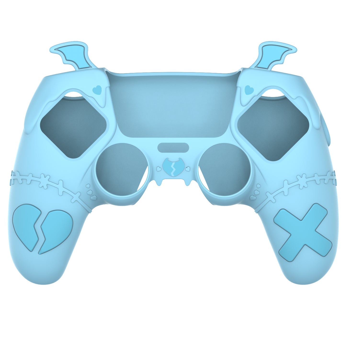 PlayVital Gothic Imp Series Cute Silicone Case with Thumb Grips and Stickers for PS5 Controller, Compatible with PS5 Official Charging Dock - Blue