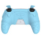 PlayVital Gothic Imp Series Cute Silicone Case with Thumb Grips and Stickers for PS5 Controller, Compatible with PS5 Official Charging Dock - Blue PlayVital