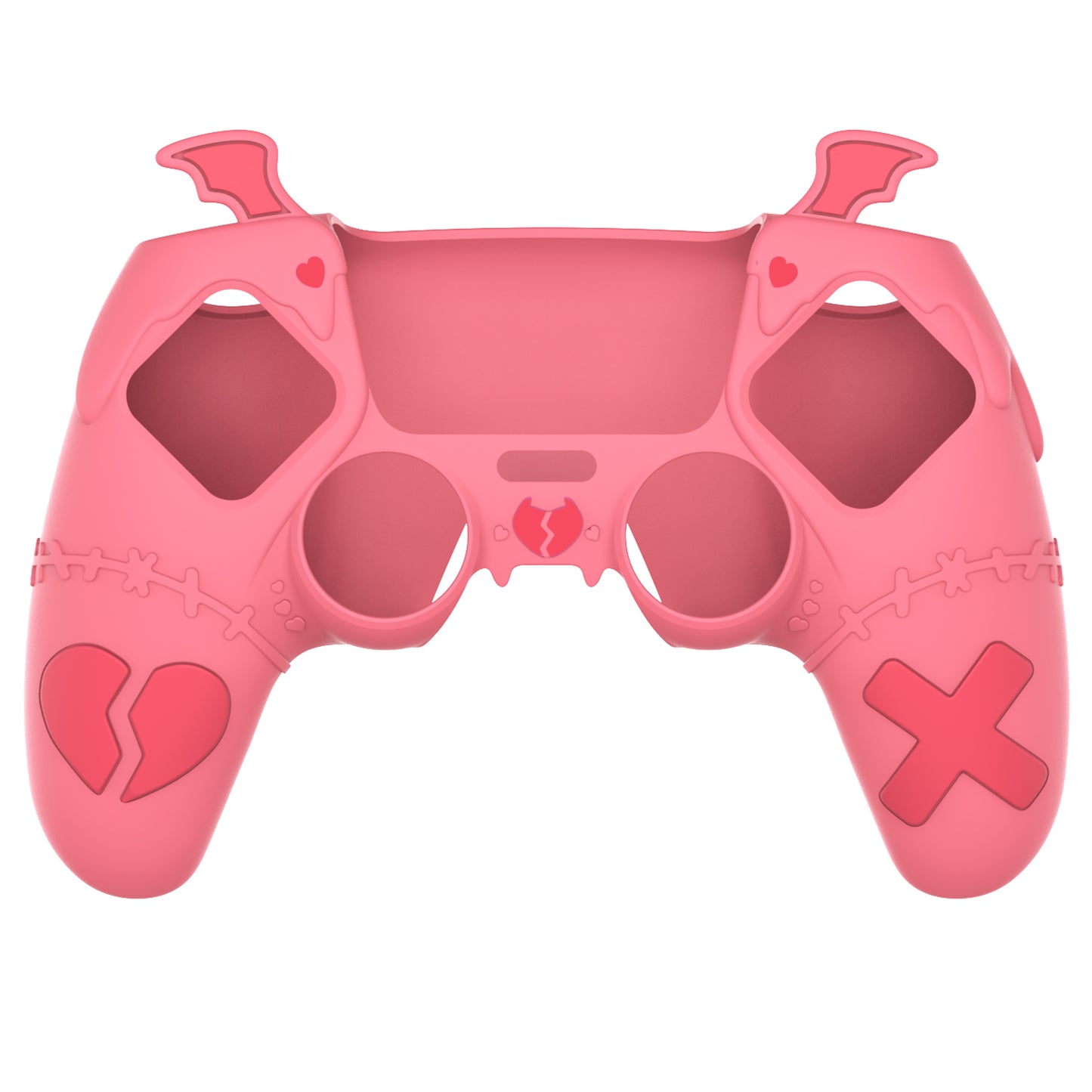 PlayVital Gothic Imp Series Cute Silicone Case with Thumb Grips and Stickers for PS5 Controller, Compatible with PS5 Official Charging Dock - Pink