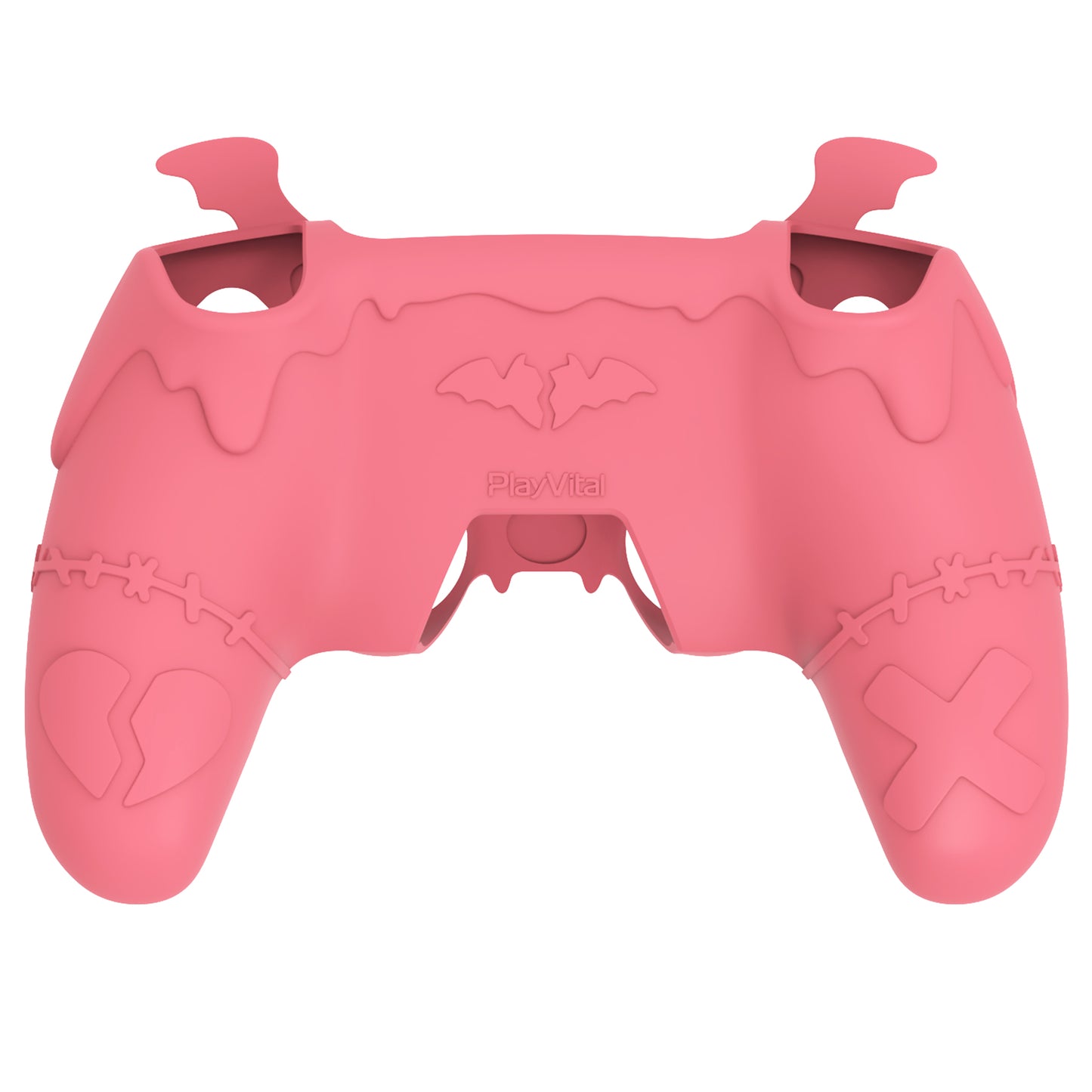 PlayVital Gothic Imp Series Cute Silicone Case with Thumb Grips and Stickers for PS5 Controller, Compatible with PS5 Official Charging Dock - Pink