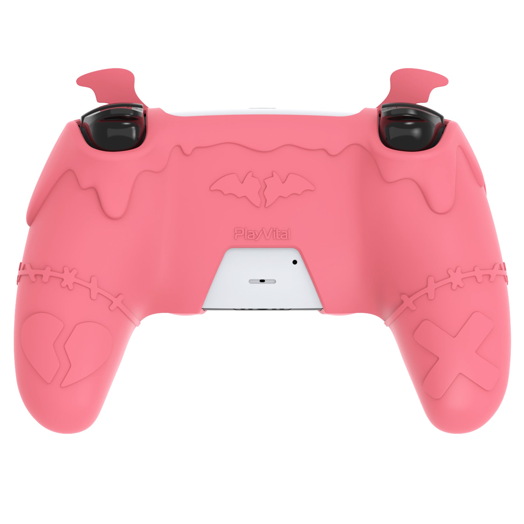 PlayVital Gothic Imp Series Cute Silicone Case with Thumb Grips and Stickers for PS5 Controller, Compatible with PS5 Official Charging Dock - Pink PlayVital