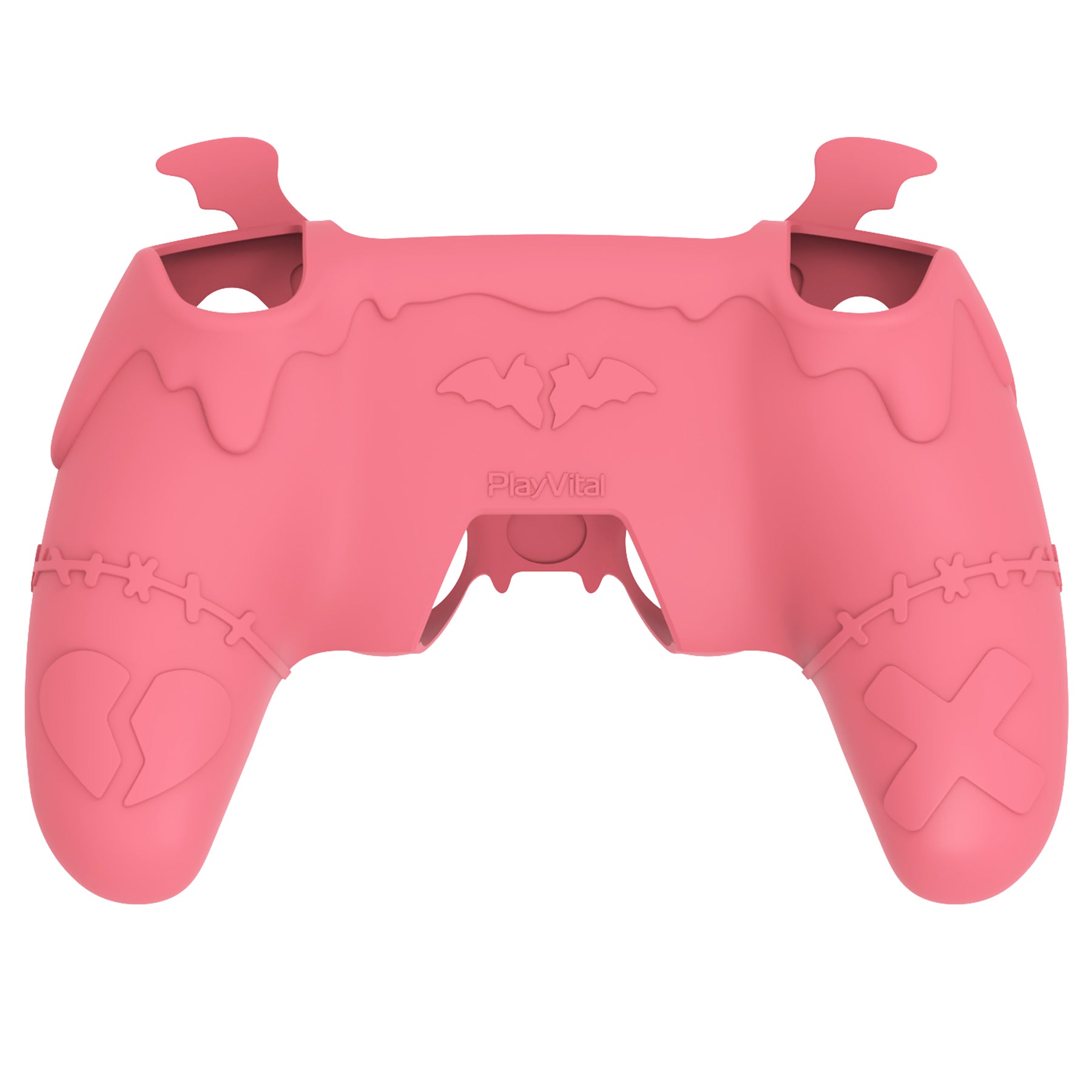 PlayVital Gothic Imp Series Cute Silicone Case with Thumb Grips and Stickers for PS5 Controller, Compatible with PS5 Official Charging Dock - Pink PlayVital