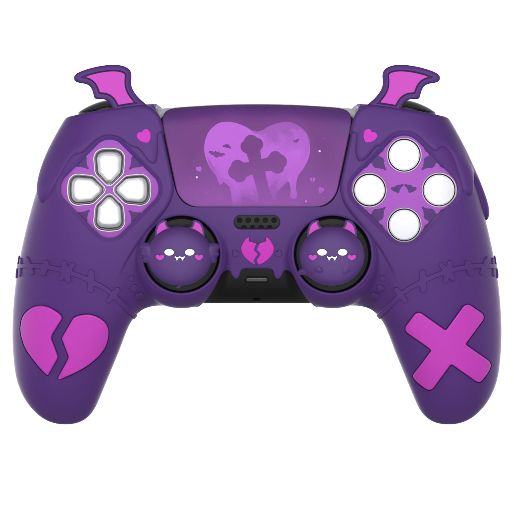 PlayVital Gothic Imp Series Cute Silicone Case with Thumb Grips and Stickers for PS5 Controller, Compatible with PS5 Official Charging Dock - Purple PlayVital