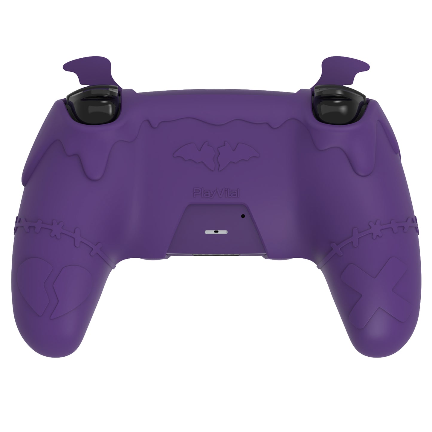 PlayVital Gothic Imp Series Cute Silicone Case with Thumb Grips and Stickers for PS5 Controller, Compatible with PS5 Official Charging Dock - Purple