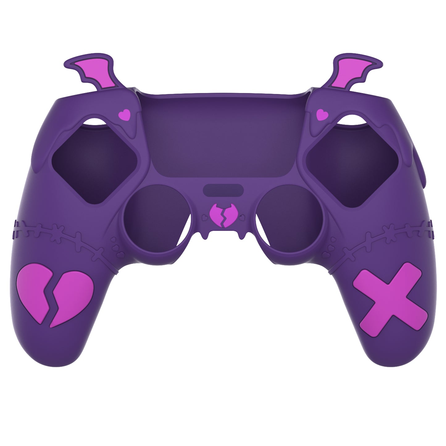 PlayVital Gothic Imp Series Cute Silicone Case with Thumb Grips and Stickers for PS5 Controller, Compatible with PS5 Official Charging Dock - Purple