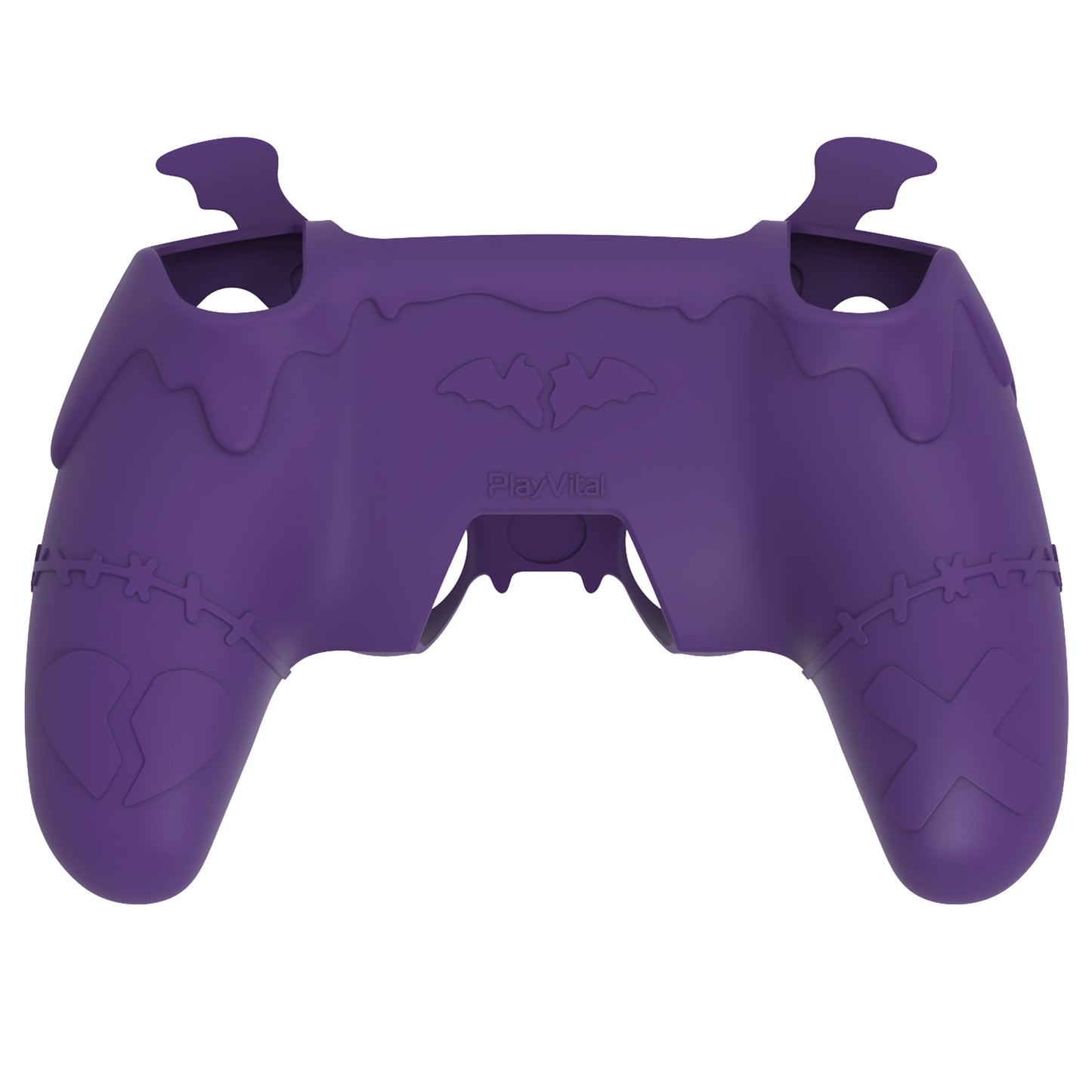 PlayVital Gothic Imp Series Cute Silicone Case with Thumb Grips and Stickers for PS5 Controller, Compatible with PS5 Official Charging Dock - Purple