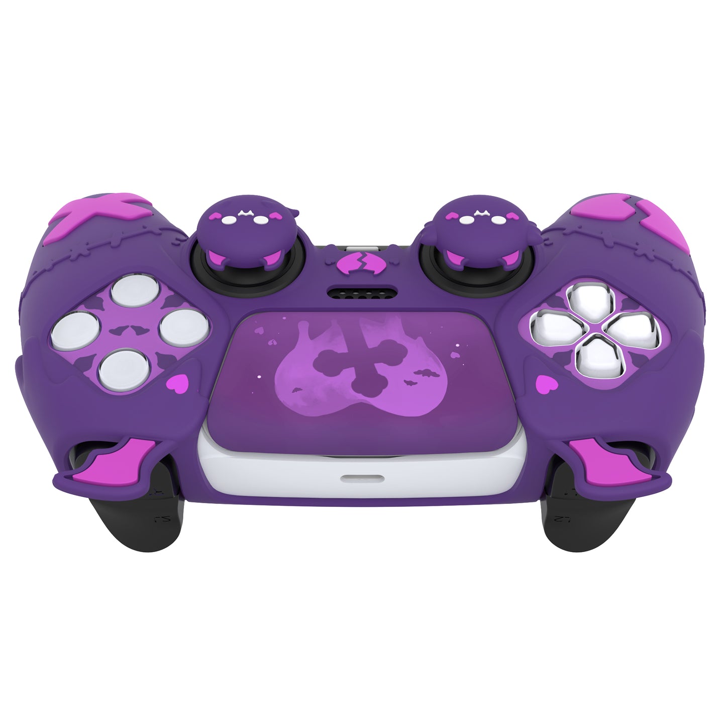 PlayVital Gothic Imp Series Cute Silicone Case with Thumb Grips and Stickers for PS5 Controller, Compatible with PS5 Official Charging Dock - Purple PlayVital