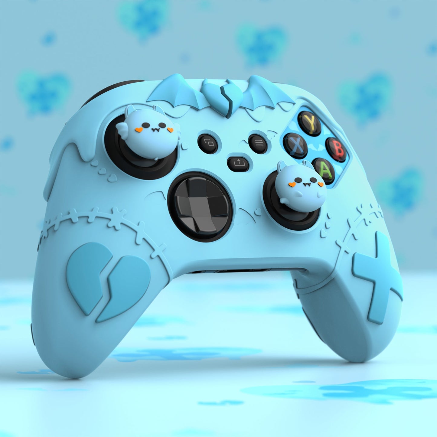 PlayVital Gothic Imp Series Cute Silicone Skin for Xbox Series X/S Controller & Xbox Core Wireless Controller - Aqua Blue PlayVital