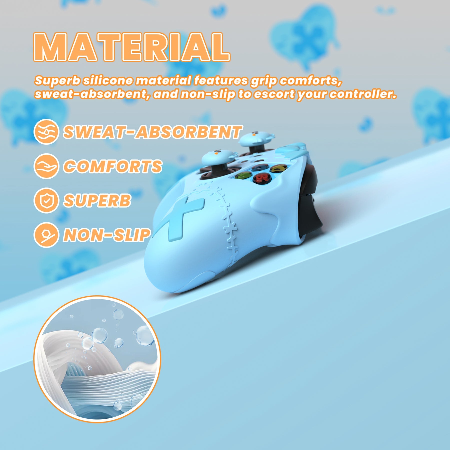 PlayVital Gothic Imp Series Cute Silicone Skin for Xbox Series X/S Controller & Xbox Core Wireless Controller - Aqua Blue PlayVital