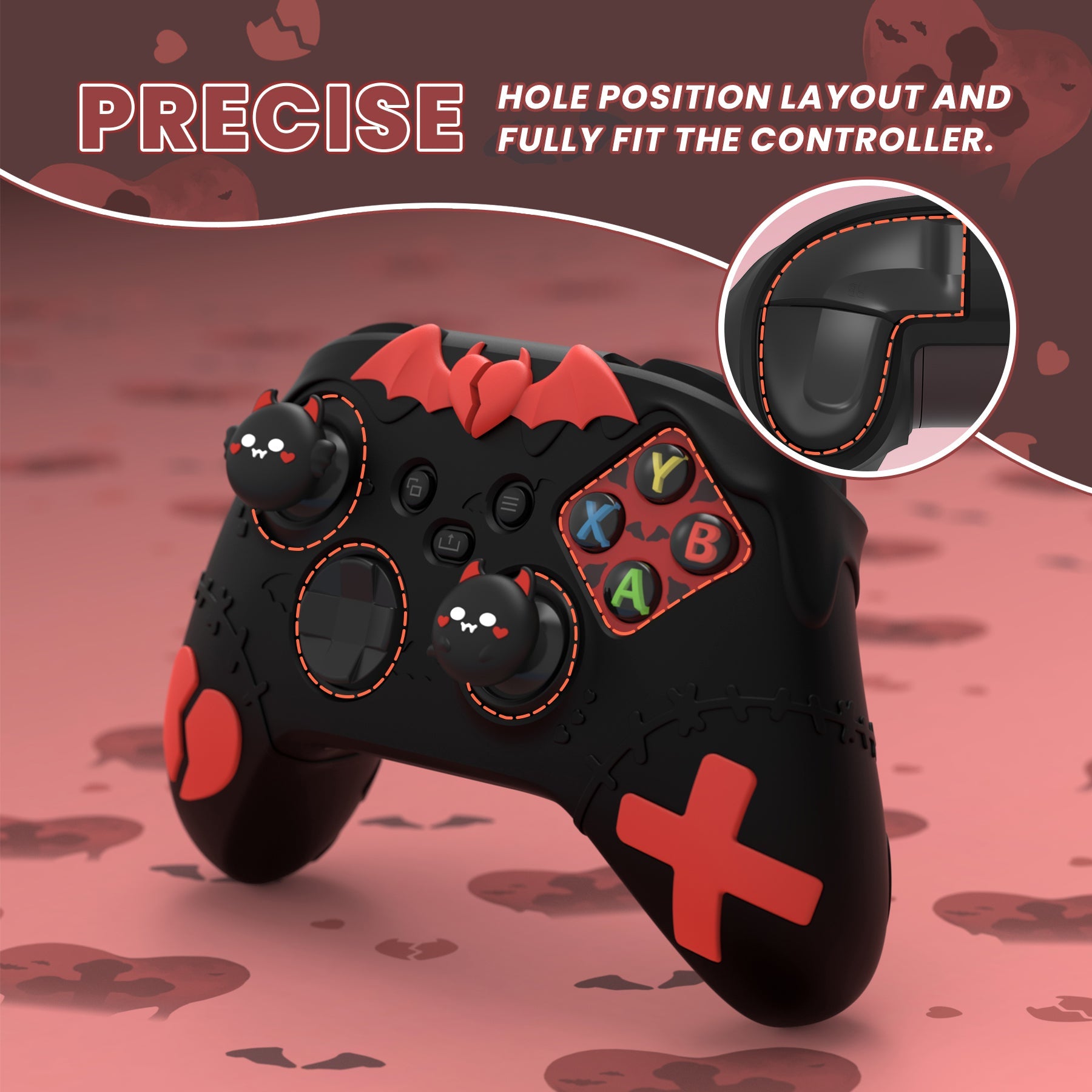 PlayVital Gothic Imp Series Cute Silicone Skin for Xbox Series X/S Controller & Xbox Core Wireless Controller - Black PlayVital