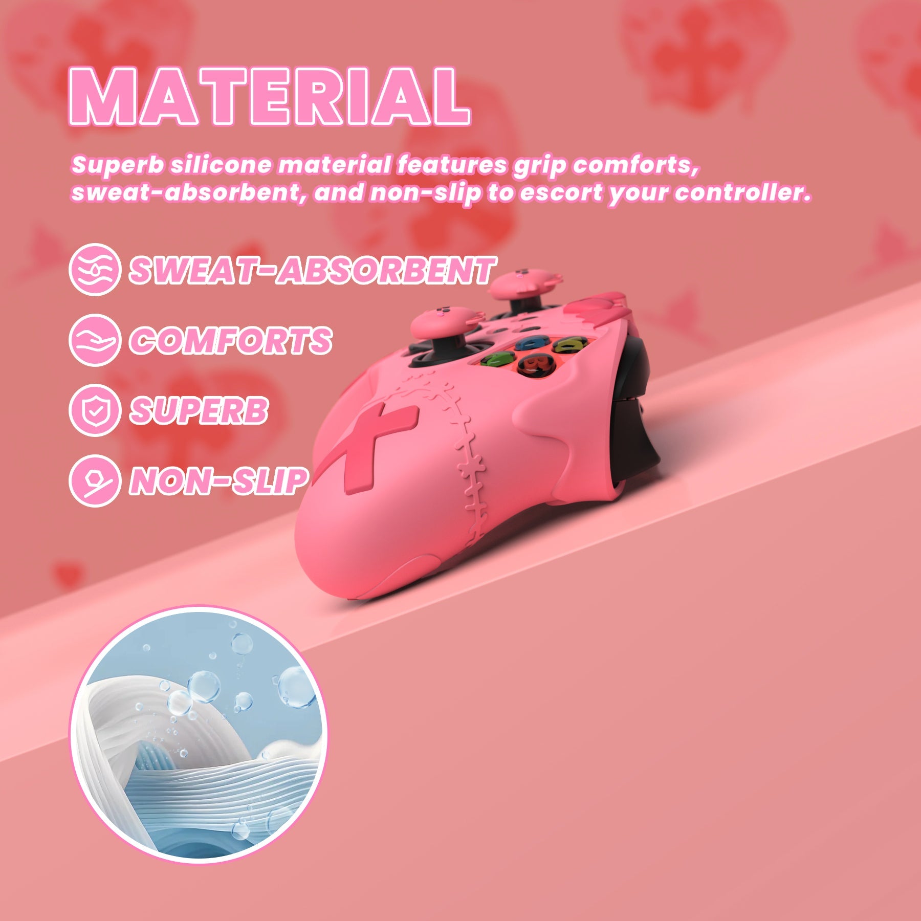 PlayVital Gothic Imp Series Cute Silicone Skin for Xbox Series X/S Controller & Xbox Core Wireless Controller - Peach Pink PlayVital