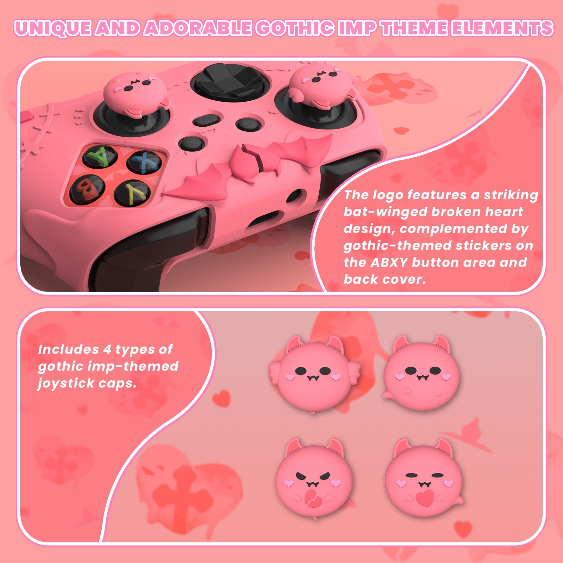 PlayVital Gothic Imp Series Cute Silicone Skin for Xbox Series X/S Controller & Xbox Core Wireless Controller - Peach Pink PlayVital