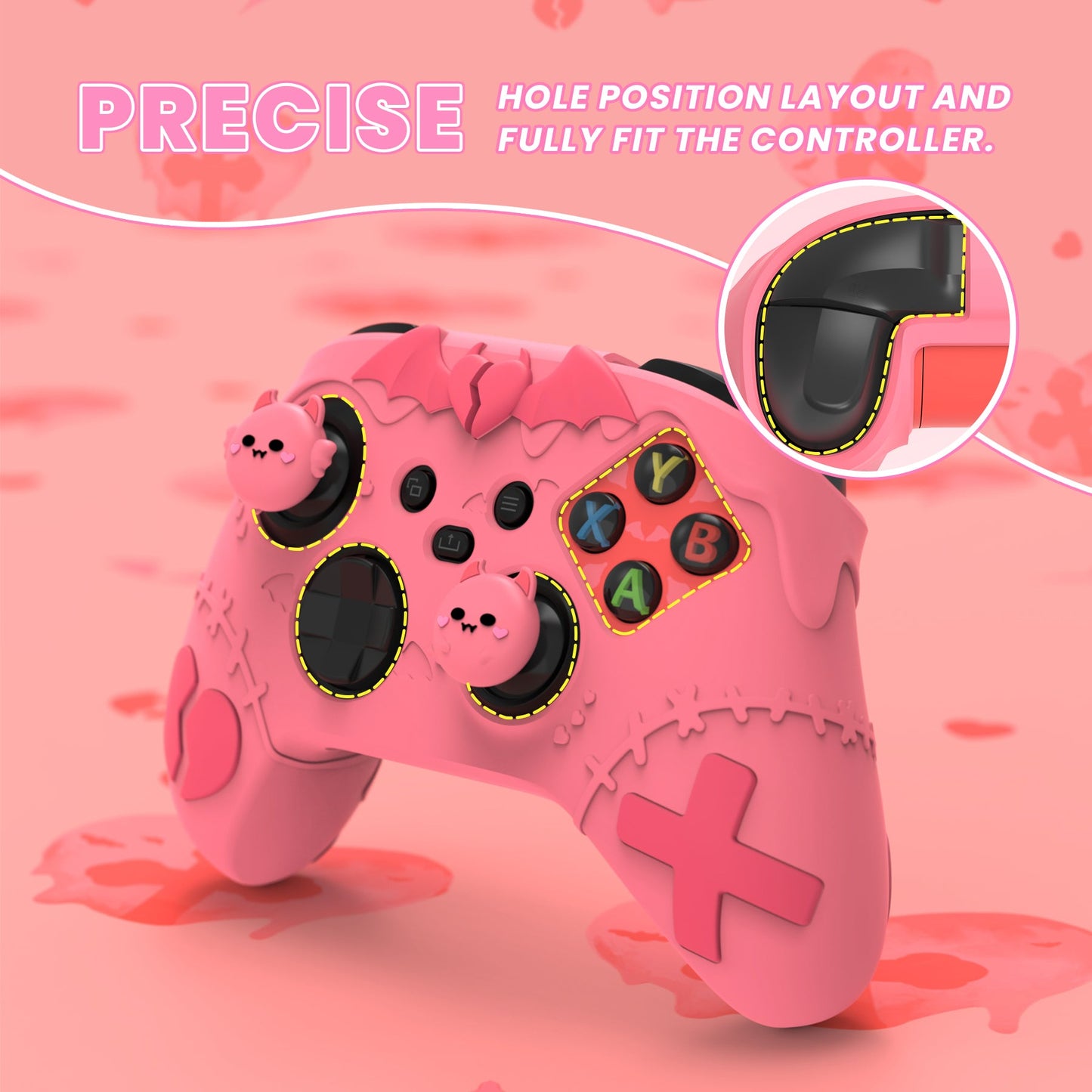 PlayVital Gothic Imp Series Cute Silicone Skin for Xbox Series X/S Controller & Xbox Core Wireless Controller - Peach Pink PlayVital