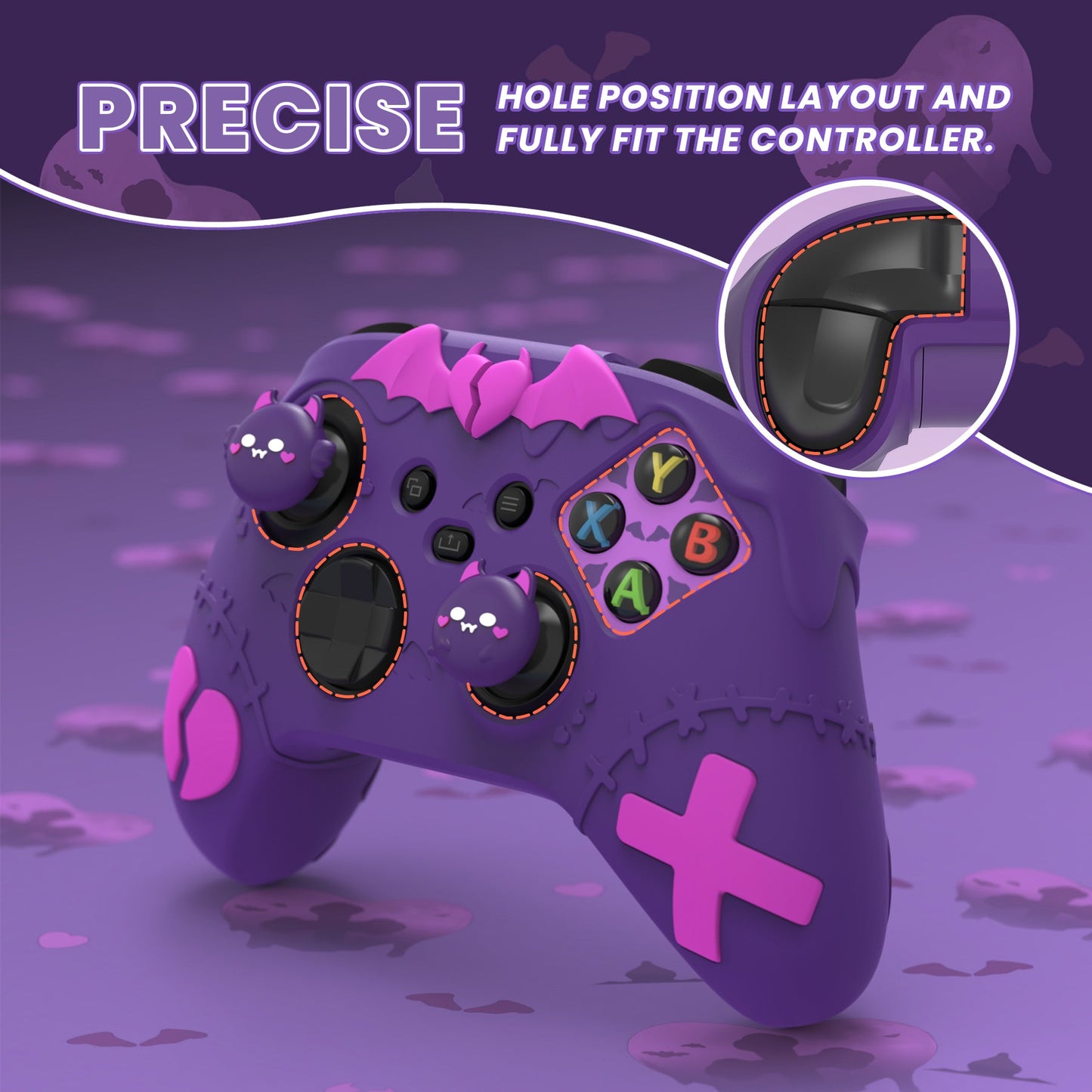 PlayVital Gothic Imp Series Cute Silicone Skin for Xbox Series X/S Controller & Xbox Core Wireless Controller - Purple PlayVital