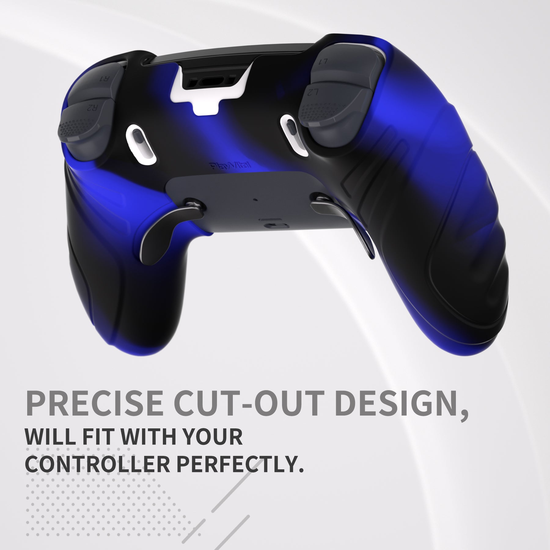 PlayVital Guardian Edition Anti-Slip Ergonomic Silicone Cover Case with Thumb Grip Caps for PS5 Edge Controller - Blue & Black - EHPFP009 PlayVital