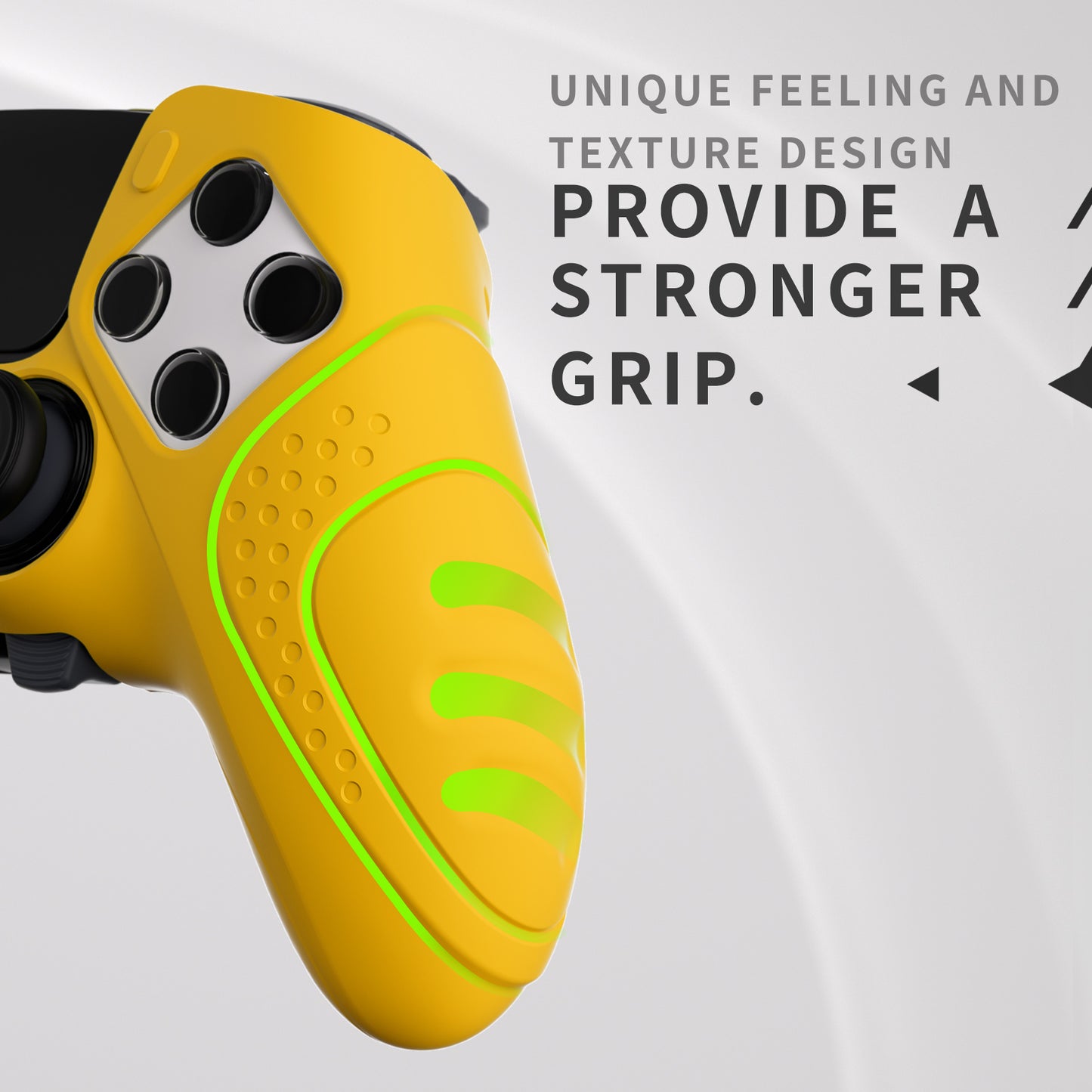 PlayVital Guardian Edition Anti-Slip Ergonomic Silicone Cover Case with Thumb Grip Caps for PS5 Edge Controller - Caution Yellow - EHPFP012 PlayVital