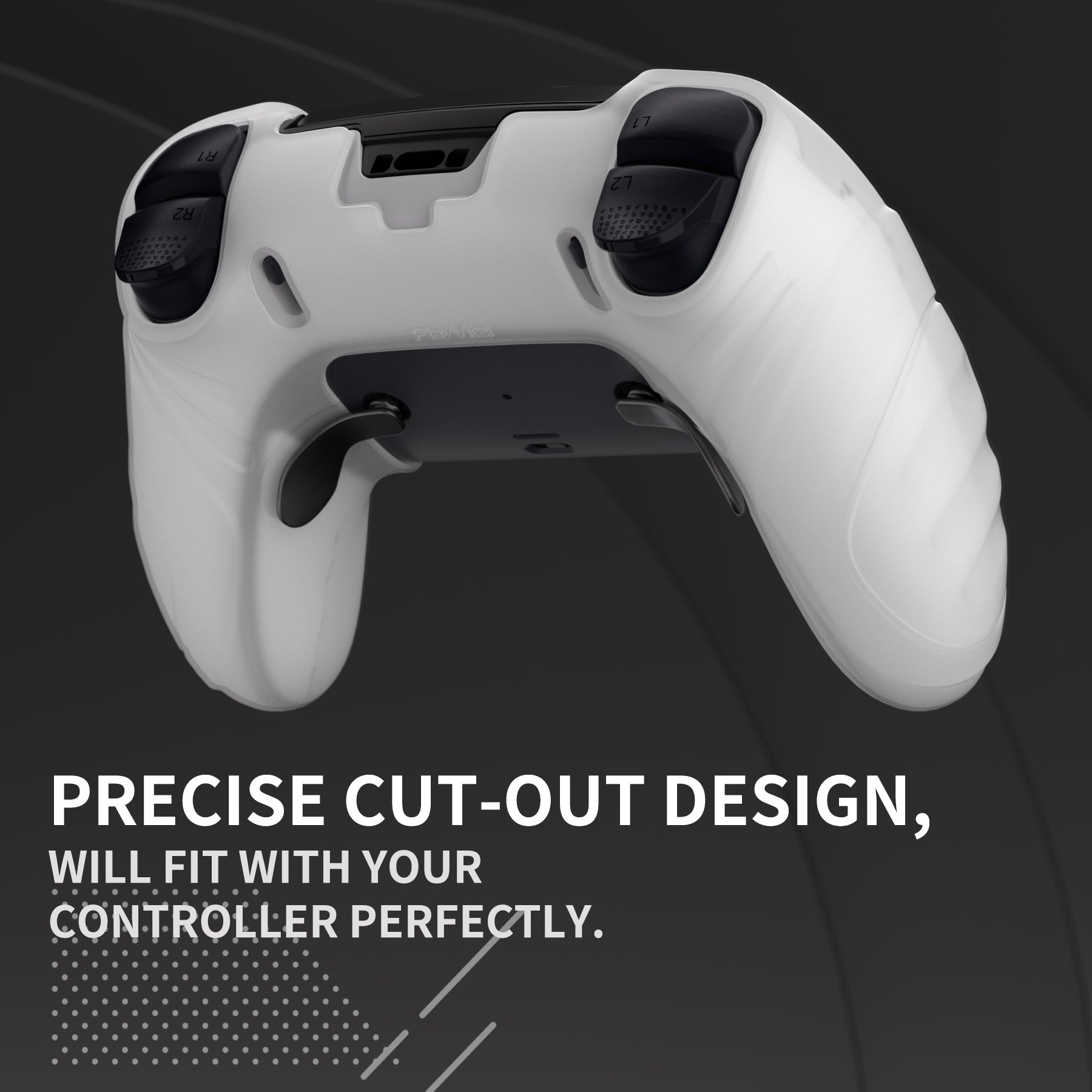 PlayVital Guardian Edition Anti-Slip Ergonomic Silicone Cover Case with Thumb Grip Caps for PS5 Edge Controller - Clear White - EHPFP003 PlayVital