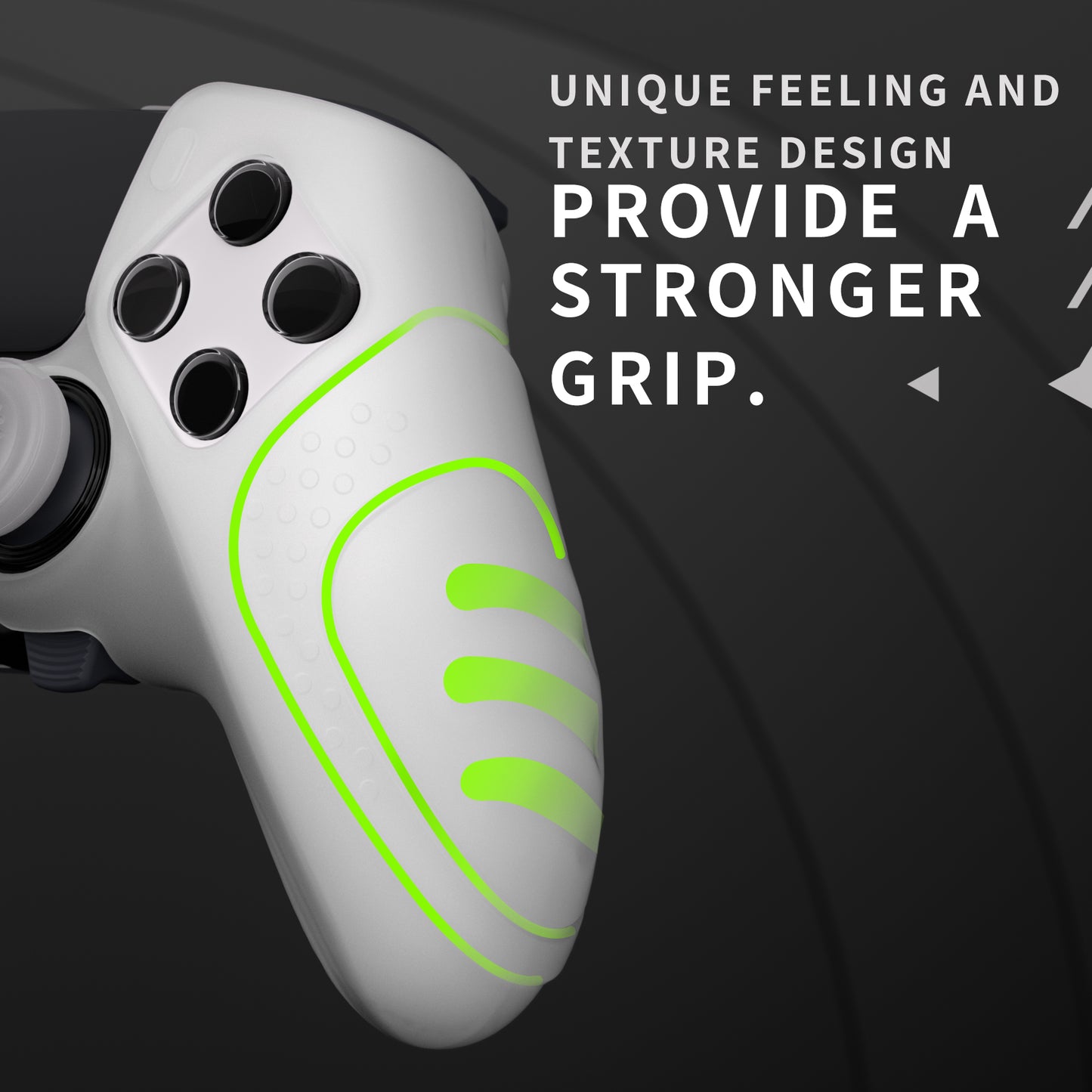PlayVital Guardian Edition Anti-Slip Ergonomic Silicone Cover Case with Thumb Grip Caps for PS5 Edge Controller - Glow in Dark - Green - EHPFP006 PlayVital