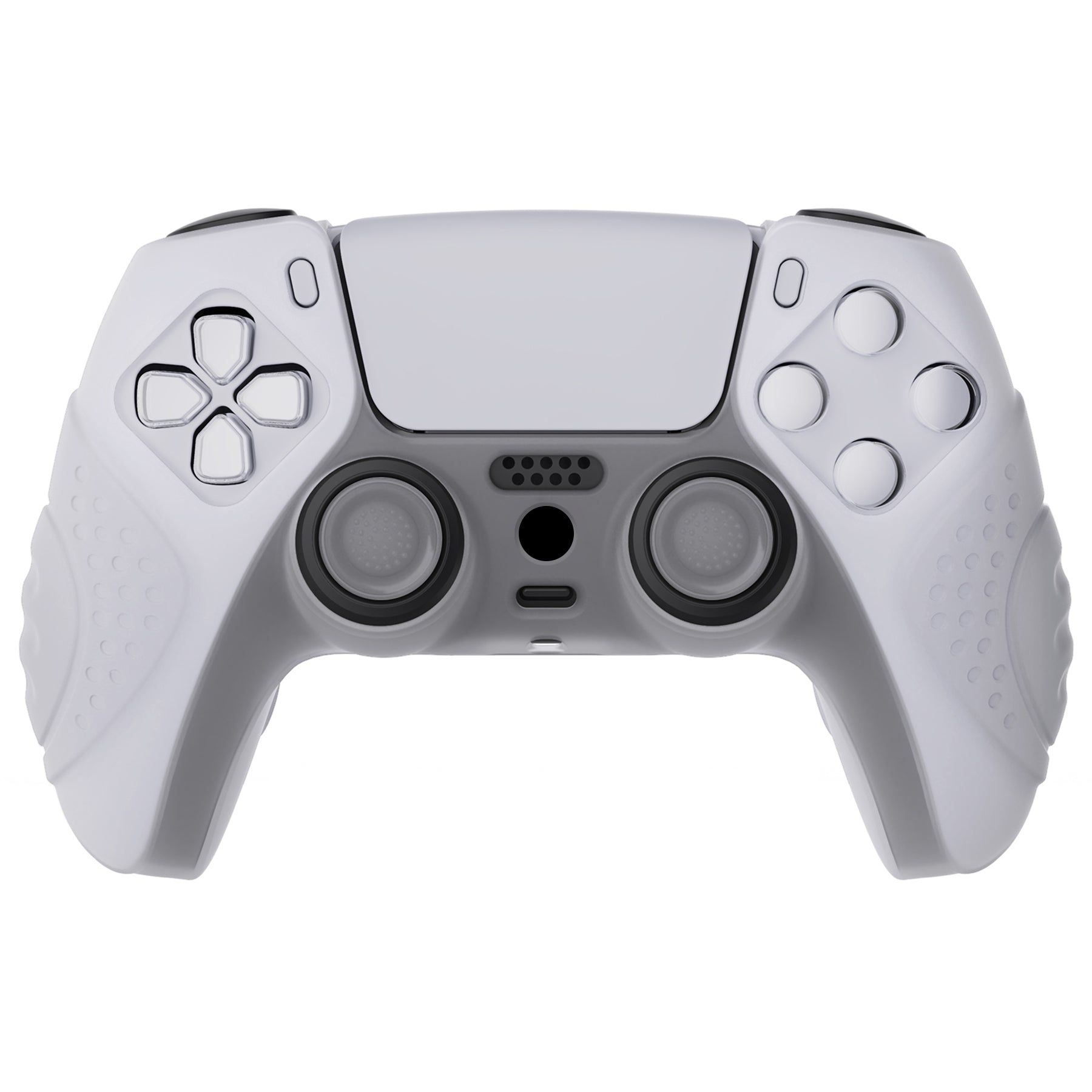 PlayVital Guardian Edition Anti-Slip Silicone Cover Skin with Thumb Grip Caps for PS5 Wireless Controller - Clear White - YHPF013 PlayVital