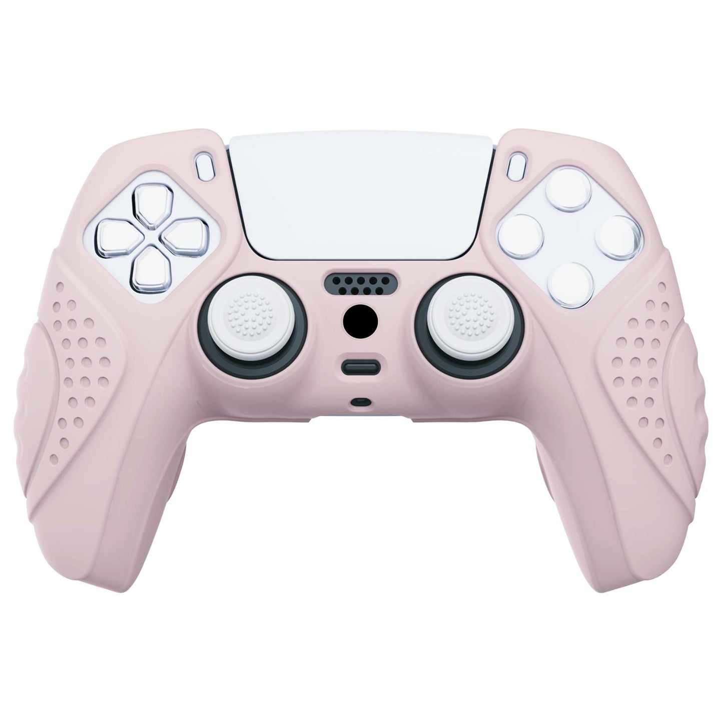 PlayVital Guardian Edition Anti-Slip Silicone Cover Skin with Thumb Grip Caps for PS5 Wireless Controller - Pink - YHPF005 PlayVital