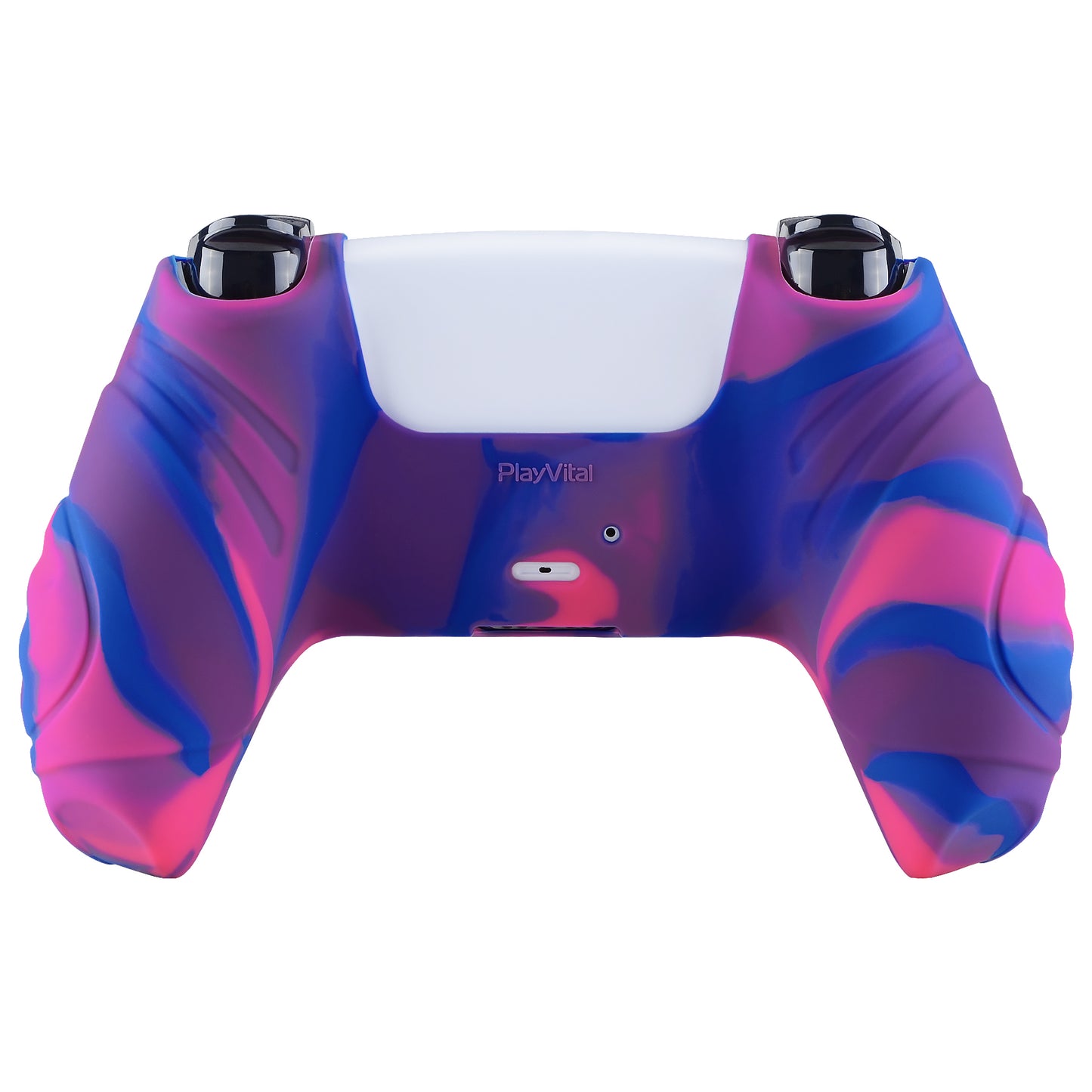PlayVital Guardian Edition Anti-Slip Silicone Cover Skin with Thumb Grip Caps for PS5 Wireless Controller - Pink & Purple & Blue - YHPF019 PlayVital