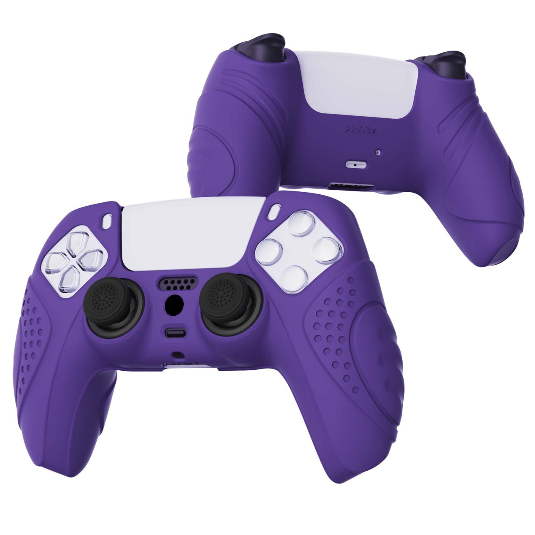 PlayVital Guardian Edition Anti-Slip Silicone Cover Skin with Thumb Grip Caps for PS5 Wireless Controller - Purple - YHPF007 PlayVital