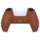 PlayVital Guardian Edition Anti-Slip Silicone Cover Skin with Thumb Grip Caps for PS5 Wireless Controller - Signal Brown - YHPF025 PlayVital